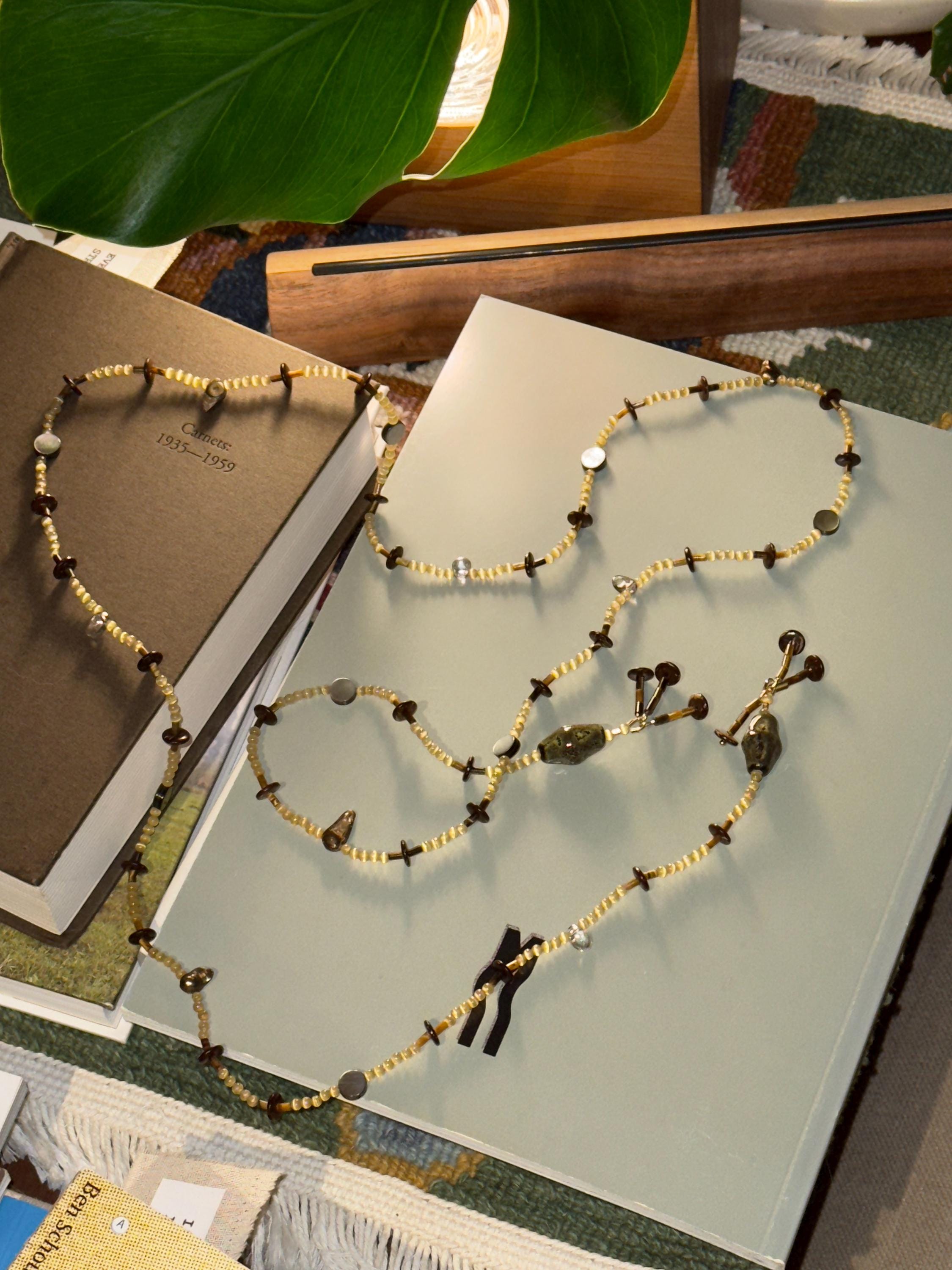 Handmade Yellow and Brown Layered Bead Necklace