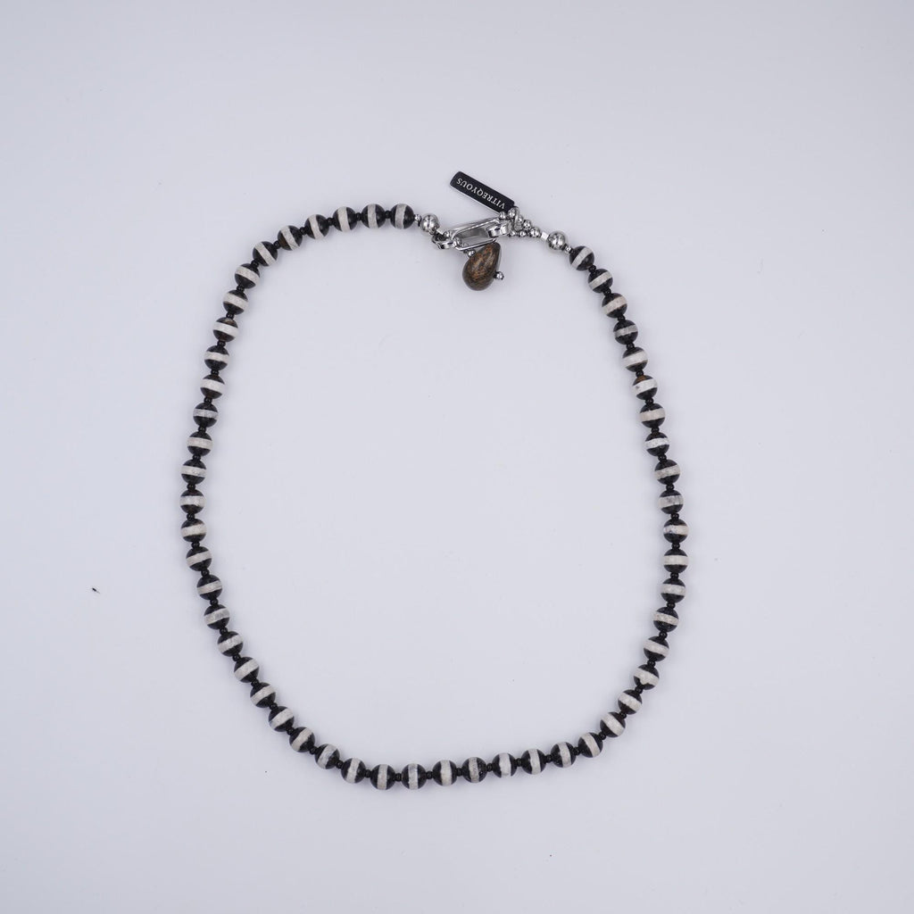 Handmade Black and White Beaded Necklace