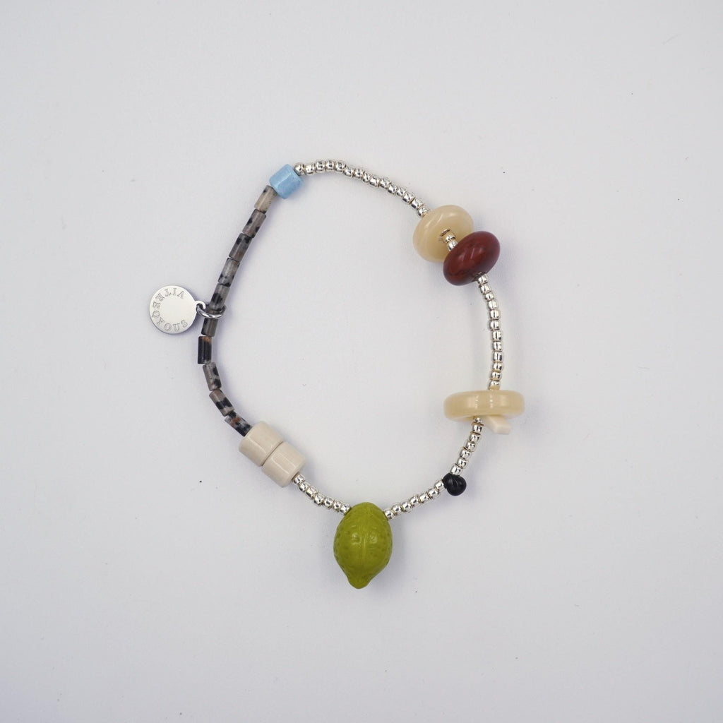 Handmade Playful Beaded Bracelet with Lemon Charm
