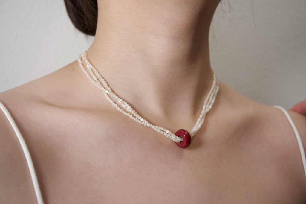 Handmade Triple Strand Seed Bead Necklace