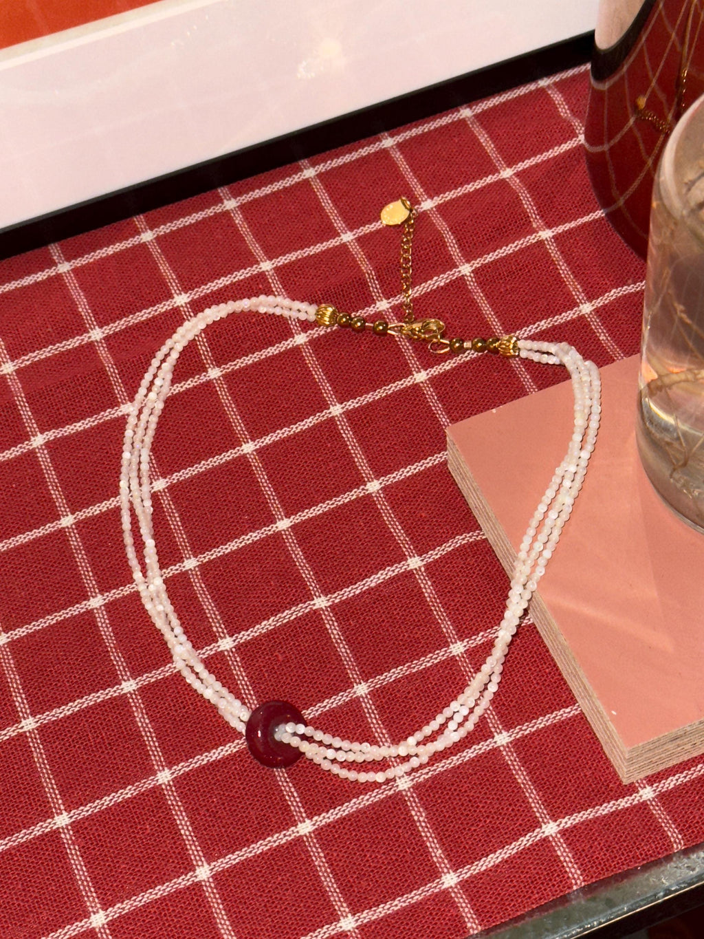 Handmade Triple Strand Seed Bead Necklace