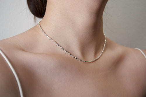 Faceted Silver Bead Necklace