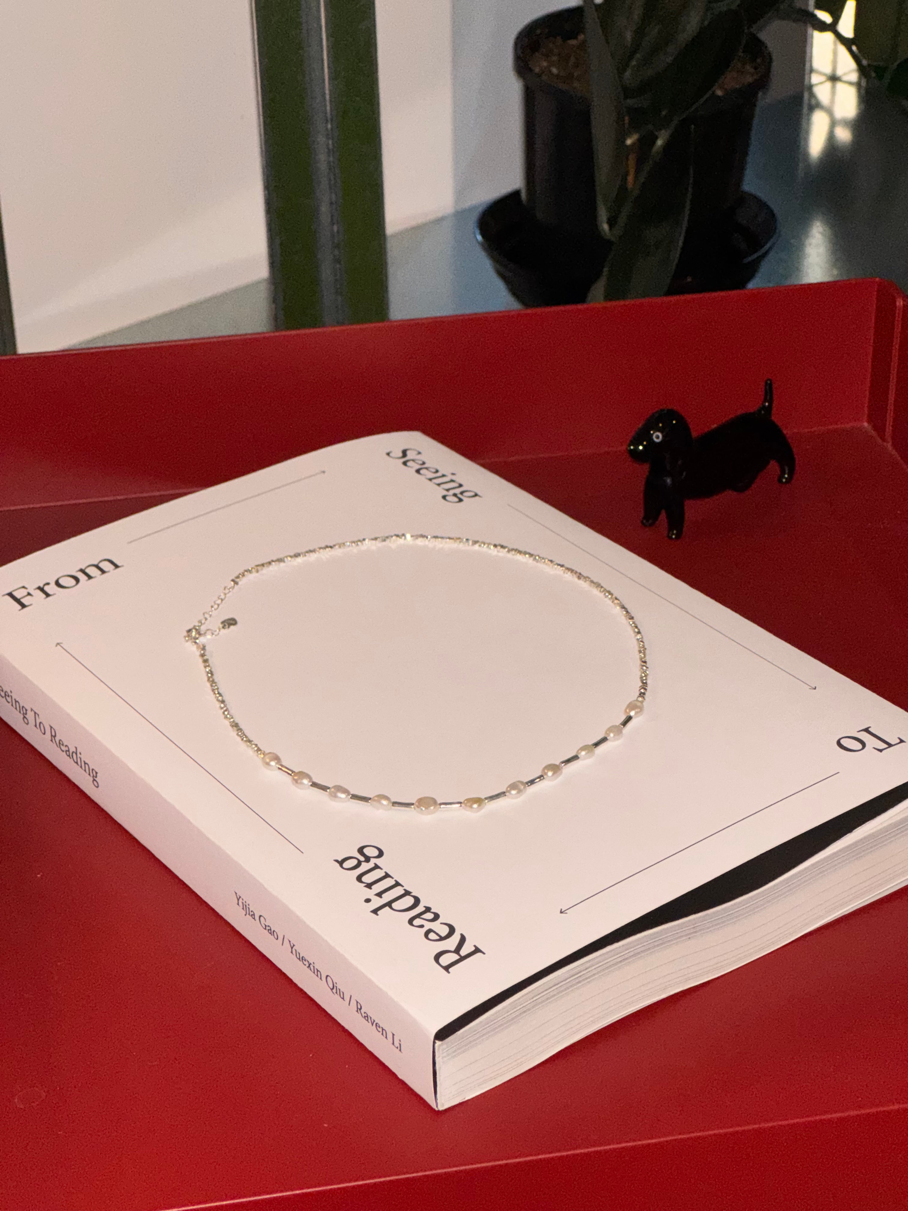 Pearl and Silver Tube Bead Necklace