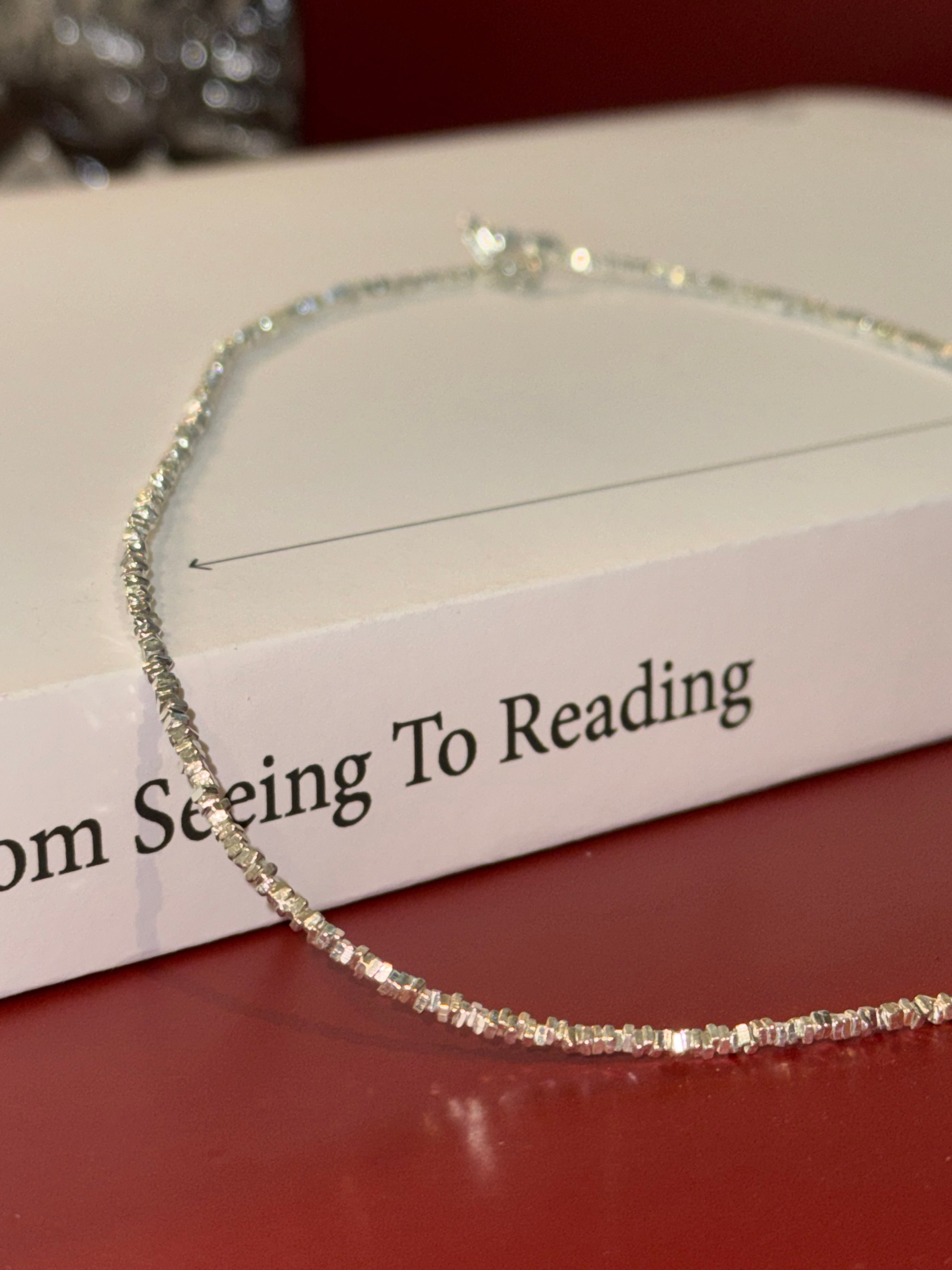 Faceted Silver Bead Necklace