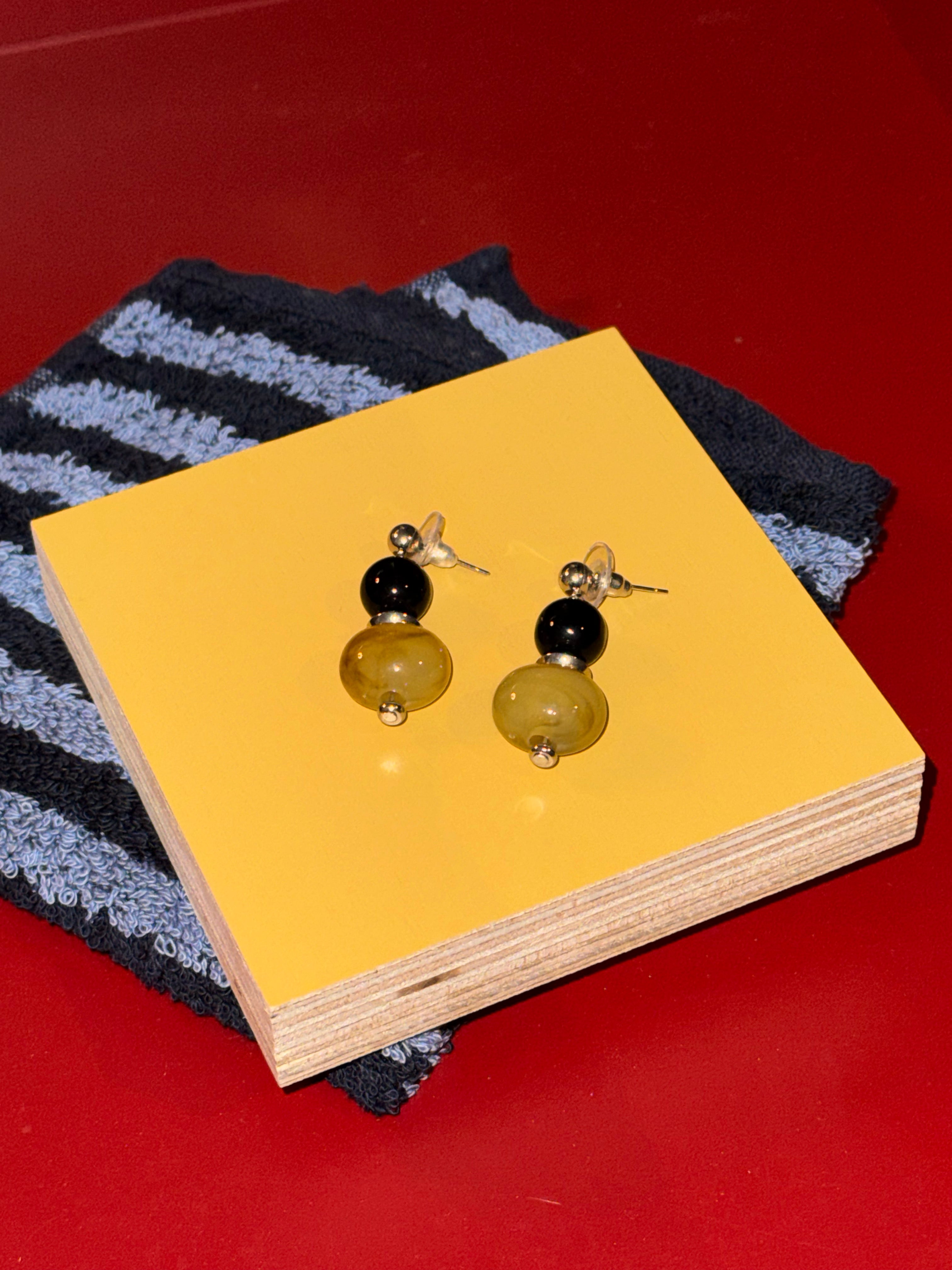 Two-Tone Beaded Drop Earrings