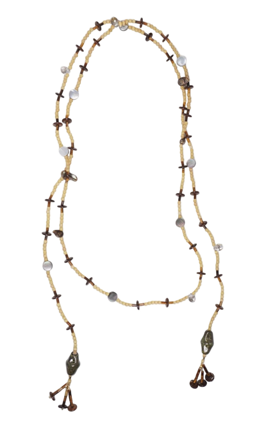 Handmade Yellow and Brown Layered Bead Necklace