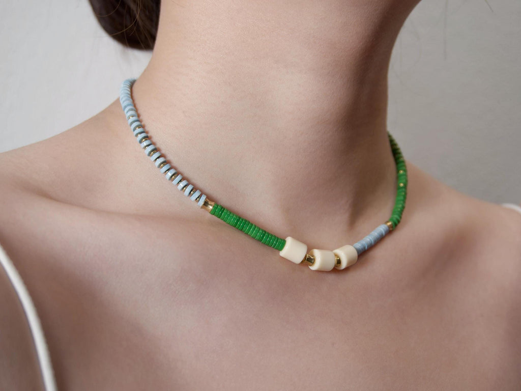 Handmade Colour Block Heishi Bead Necklace