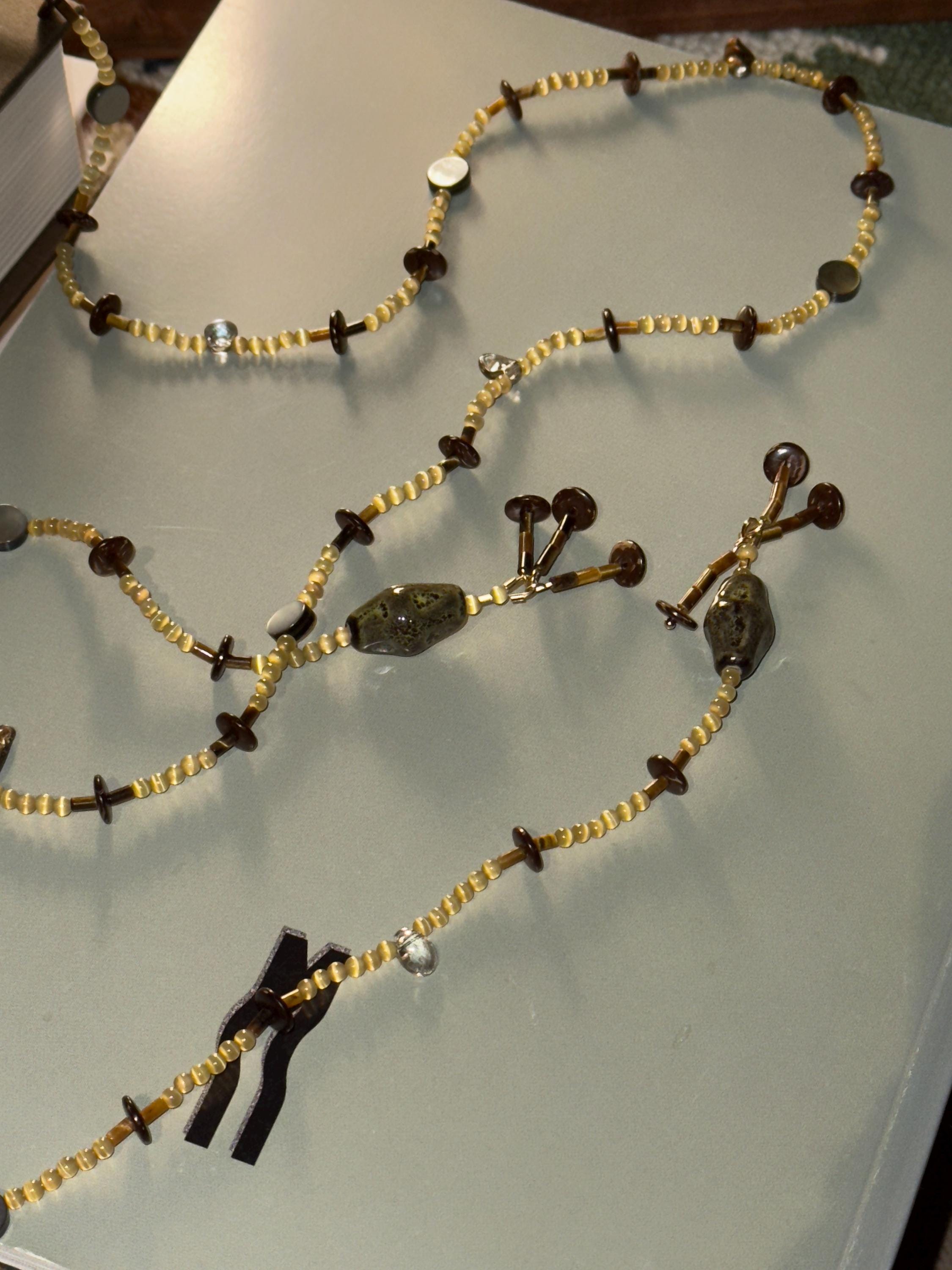 Handmade Yellow and Brown Layered Bead Necklace